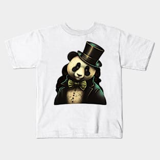 Panda wearing Top Hat Kids T-Shirt